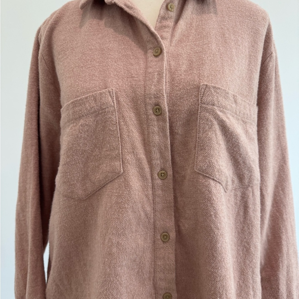 Madewell Heathered Pink Button-Up Flannel Shirt - Picture 7 of 13